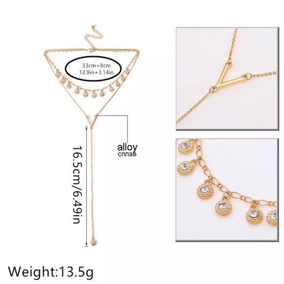 Leia Braids Bezel Crystal Gold Tone Layer Necklace - Picture 6 of 6